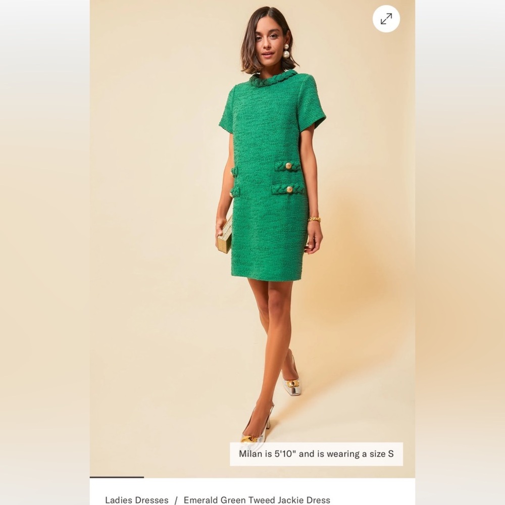 Emerald Green Tweed Dress